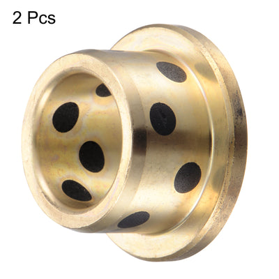 Harfington Uxcell Flanged Sleeve Bearings Wrapped Oilless Bushing Brass