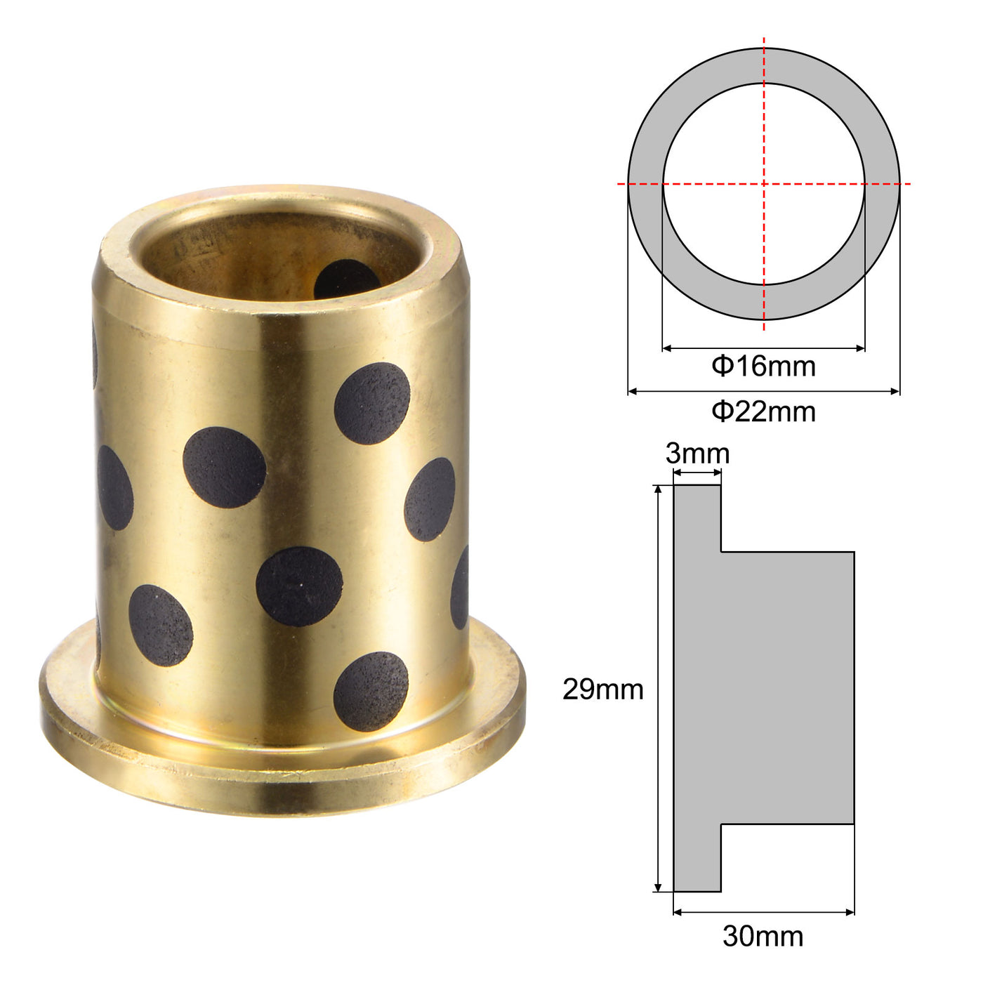 uxcell Uxcell Flanged Sleeve Bearings Wrapped Oilless Bushings Brass