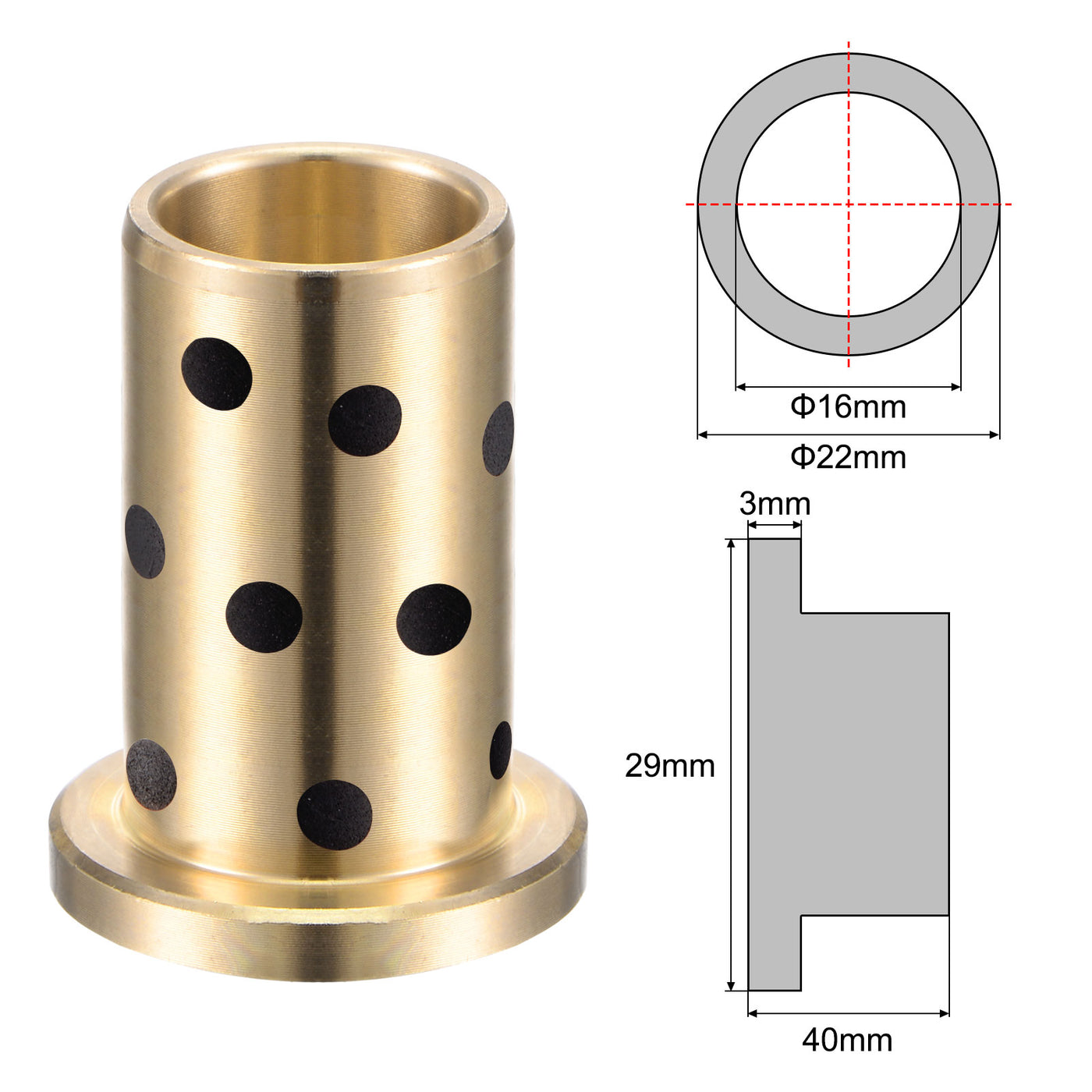uxcell Uxcell Flanged Sleeve Bearings Wrapped Oilless Bushings Brass