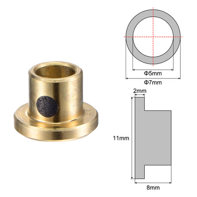 Harfington Uxcell Flanged Sleeve Bearings Wrapped Oilless Bushings Brass