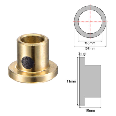 Harfington Uxcell Flanged Sleeve Bearings Wrapped Oilless Bushing Brass