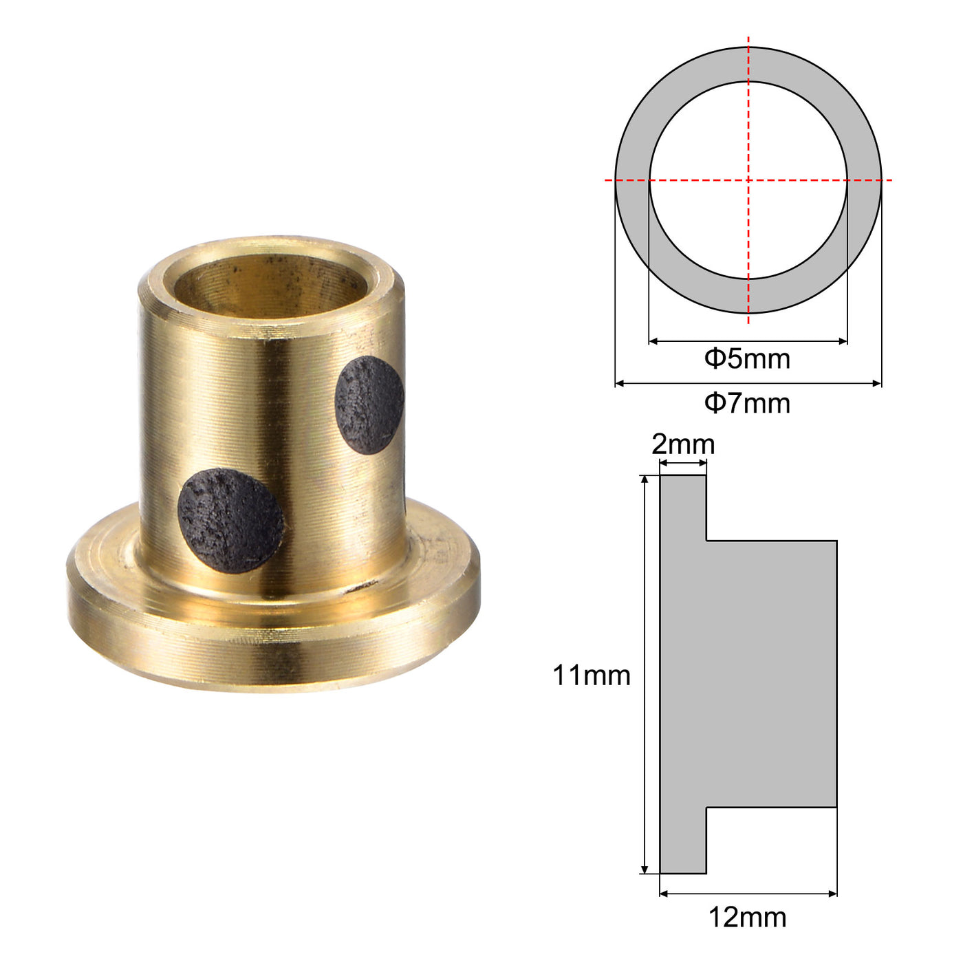 uxcell Uxcell Flanged Sleeve Bearings Wrapped Oilless Bushings Brass