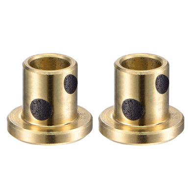 Harfington Uxcell Flanged Sleeve Bearings Wrapped Oilless Bushing Brass