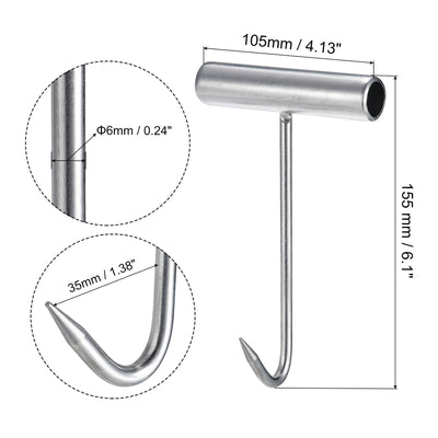Harfington Uxcell T-Handle Meat Boning Hook, Stainless Steel T Hook for Kitchen Butcher Shop Restaurant