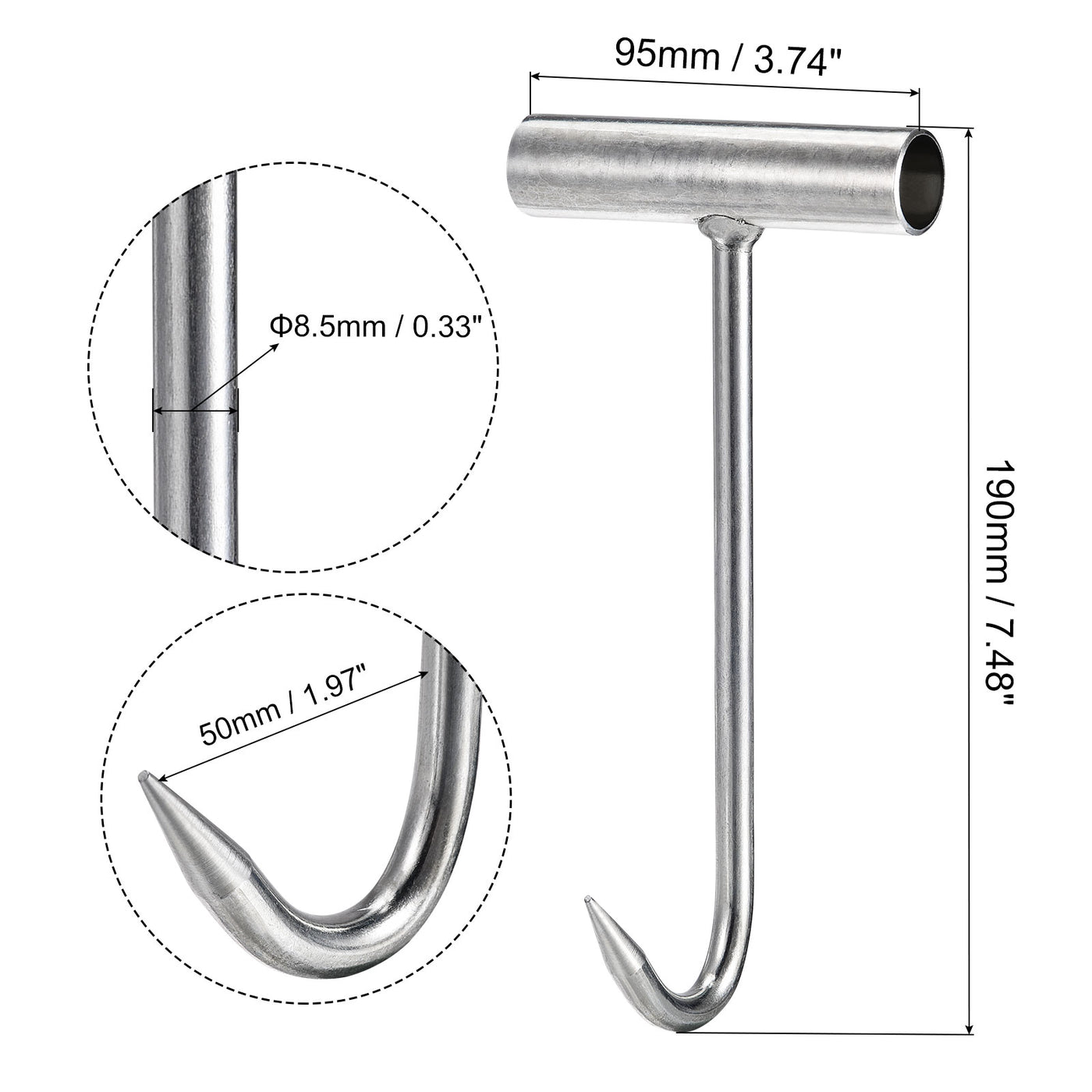 uxcell Uxcell T-Handle Meat Boning Hook, Stainless Steel T Hook for Kitchen Butcher Shop Restaurant