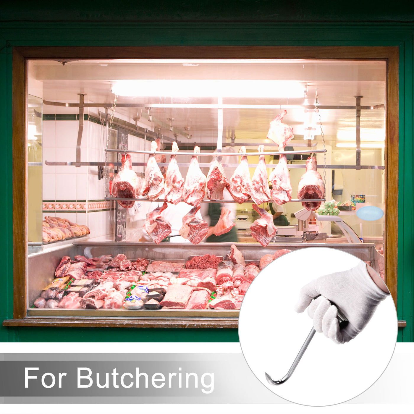 uxcell Uxcell T-Handle Meat Boning Hook, Stainless Steel T Hook for Kitchen Butcher Shop Restaurant