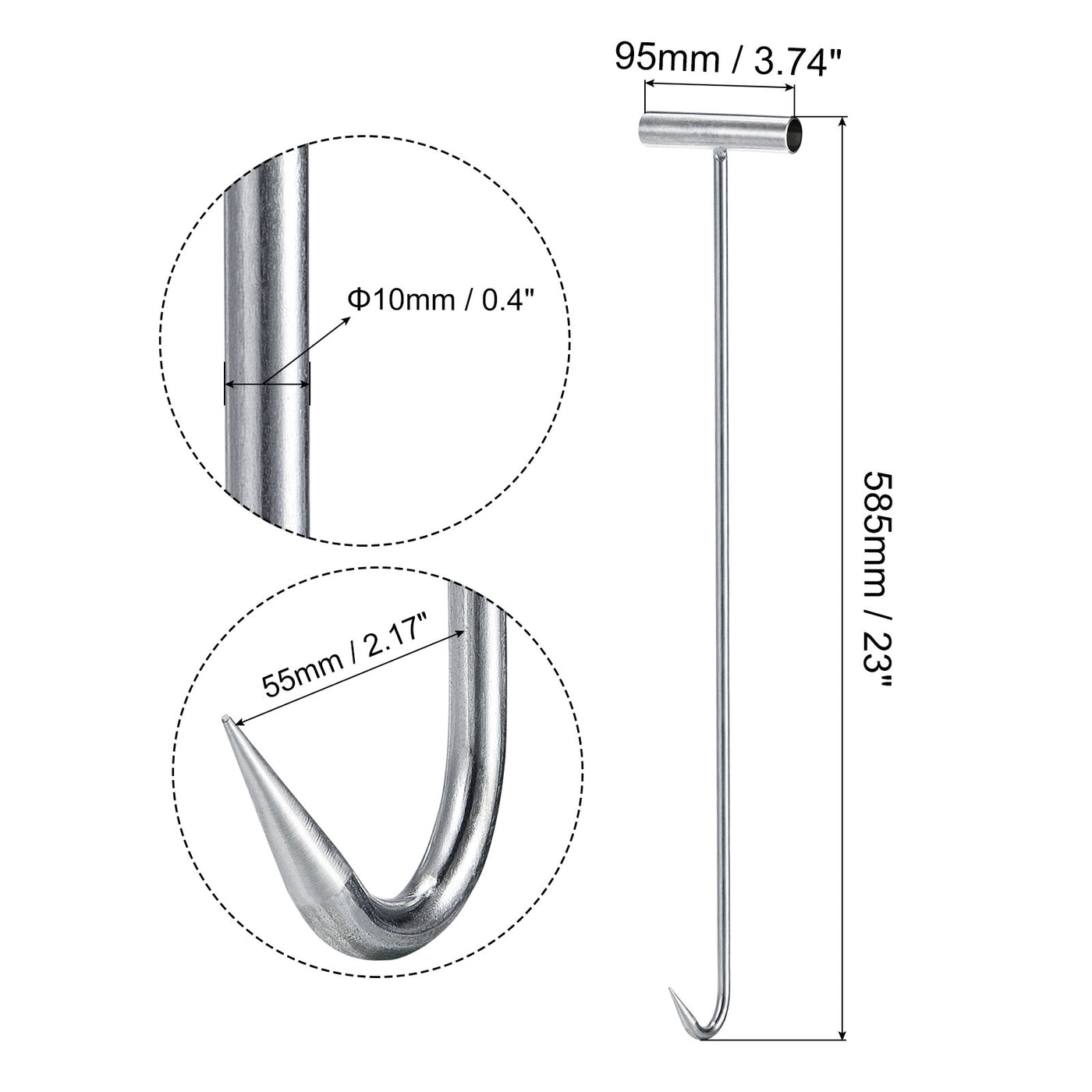 uxcell Uxcell T-Handle Meat Boning Hook, Stainless Steel T Hook for Kitchen Butcher Shop Restaurant