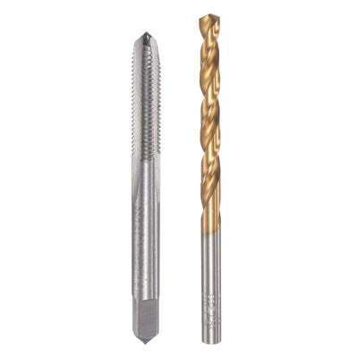 Harfington 15/64-28 UN Straight Flute Tap 5.0mm Twist Drill Bit Set Titanium Plated Tool