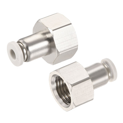 Harfington Push to Connect Fittings Female Thread Fit Tube Nickel-plated Copper Straight Fitting