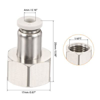 Harfington Push to Connect Fittings Female Thread Fit Tube Nickel-plated Copper Straight Fitting