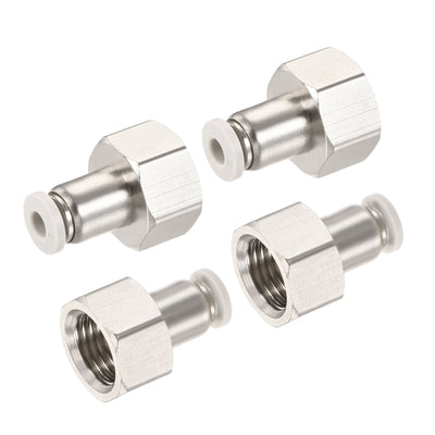 Harfington Push to Connect Fittings Female Thread Fit Tube Nickel-plated Copper Straight Fitting