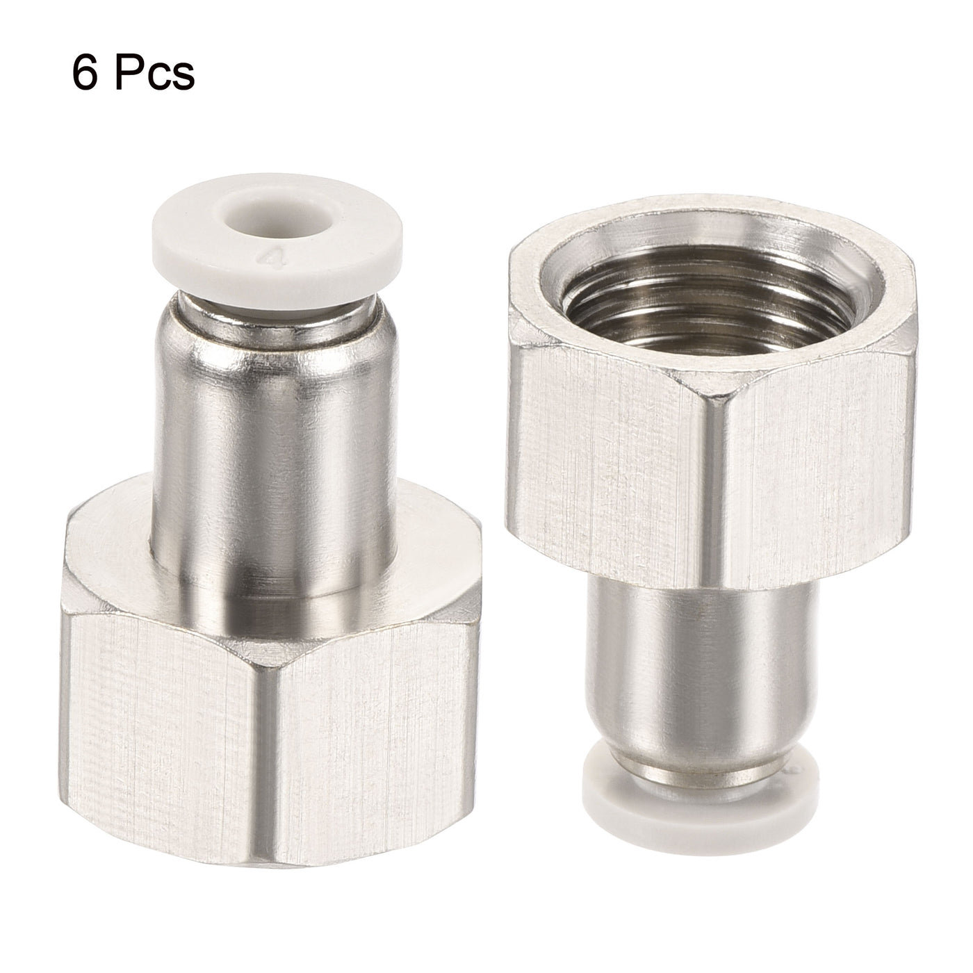 Harfington Push to Connect Fittings Female Thread Fit Tube Nickel-plated Copper Straight Fitting
