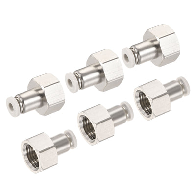 Harfington Push to Connect Fittings Female Thread Fit Tube Nickel-plated Copper Straight Fitting