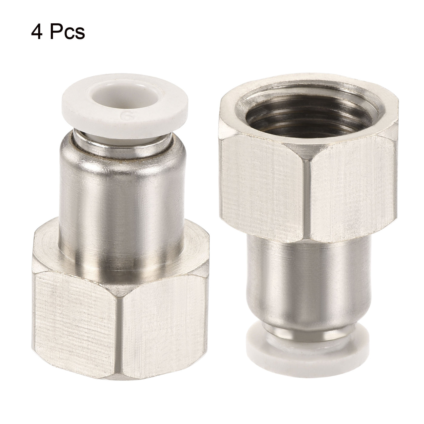 Harfington Push to Connect Fittings Female Thread Fit Tube Nickel-plated Copper Straight Fitting