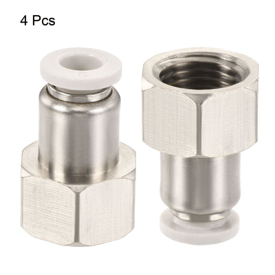 Harfington Push to Connect Fittings Female Thread Fit Tube Nickel-plated Copper Straight Fitting