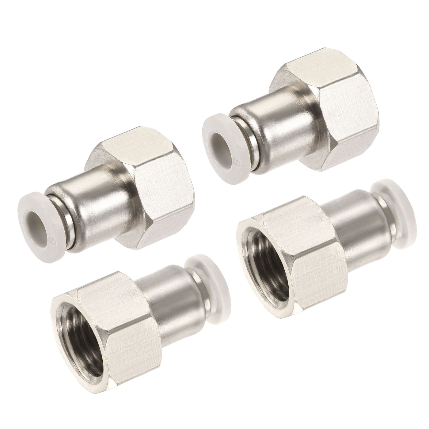 Harfington Push to Connect Fittings Female Thread Fit Tube Nickel-plated Copper Straight Fitting