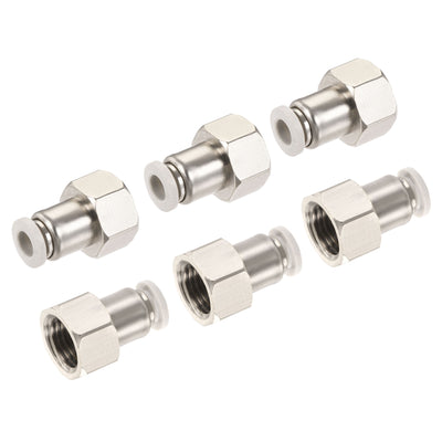 Harfington Push to Connect Fittings Female Thread Fit Tube Nickel-plated Copper Straight Fitting