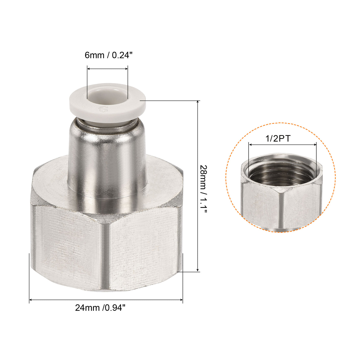 Harfington Push to Connect Fittings Female Thread Straight Fit Tube Union Fitting