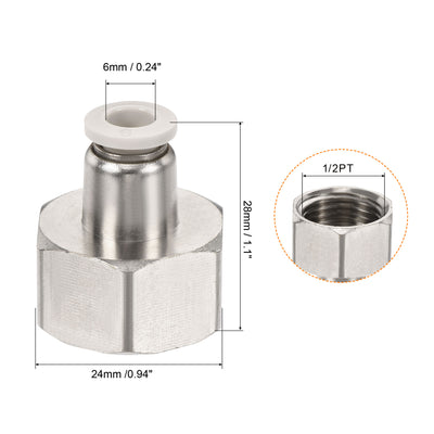 Harfington Push to Connect Fittings Female Thread Straight Fit Tube Union Fitting