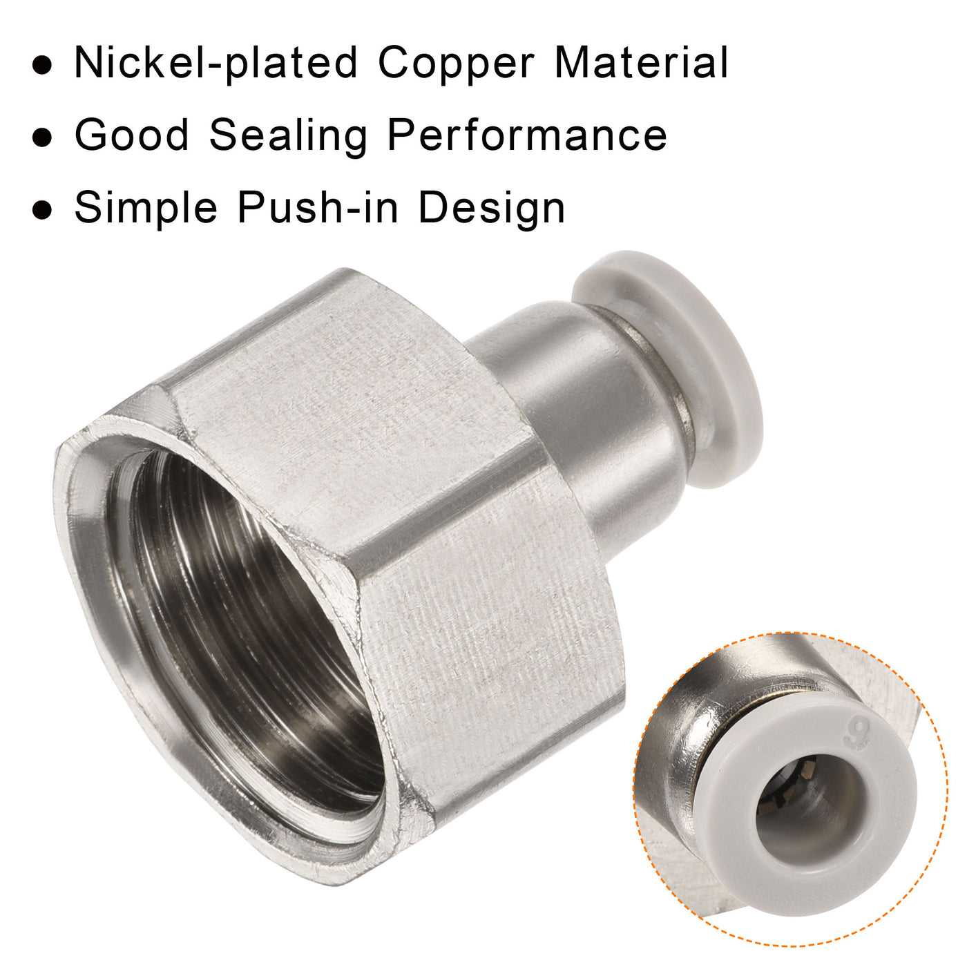 Harfington Push to Connect Fittings Female Thread Straight Fit Tube Union Fitting