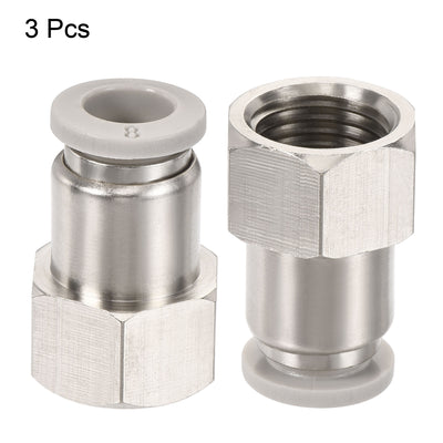 Harfington Push to Connect Fittings Female Thread Fit Tube Nickel-plated Copper Straight Fitting