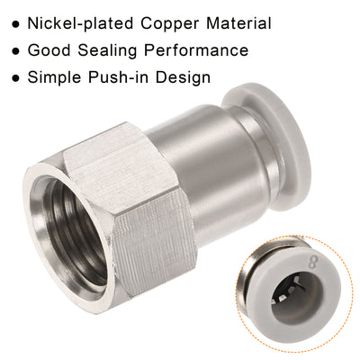 Harfington Push to Connect Fittings Female Thread Fit Tube Nickel-plated Copper Straight Fitting