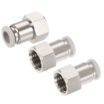 Harfington Push to Connect Fittings Female Thread Fit Tube Nickel-plated Copper Straight Fitting