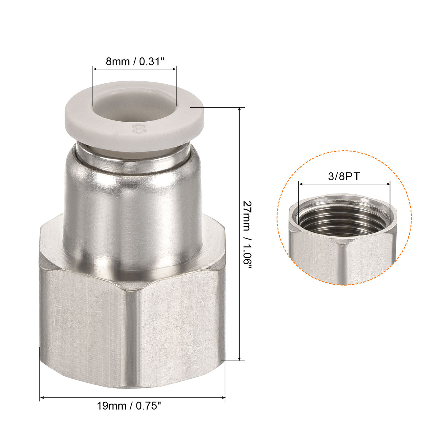 Harfington Push to Connect Fittings Fit Tube Straight Union Fittings
