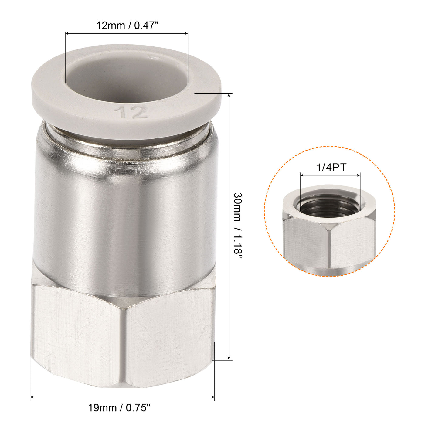 Harfington Push to Connect Fittings, Female Thread Fit Tube Straight Union Fittings
