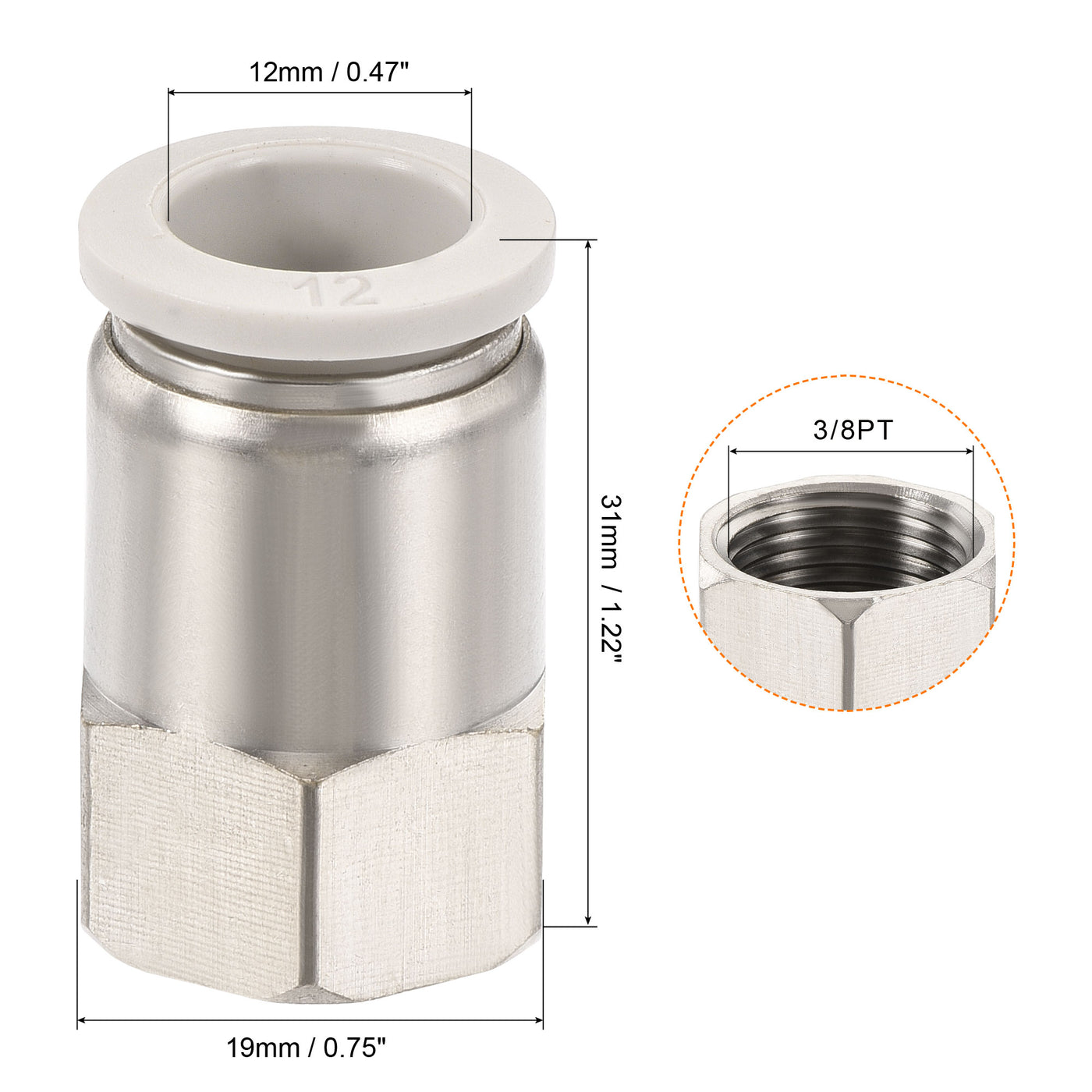 Harfington Push to Connect Fittings, Female Thread Fit Tube Straight Union Fittings
