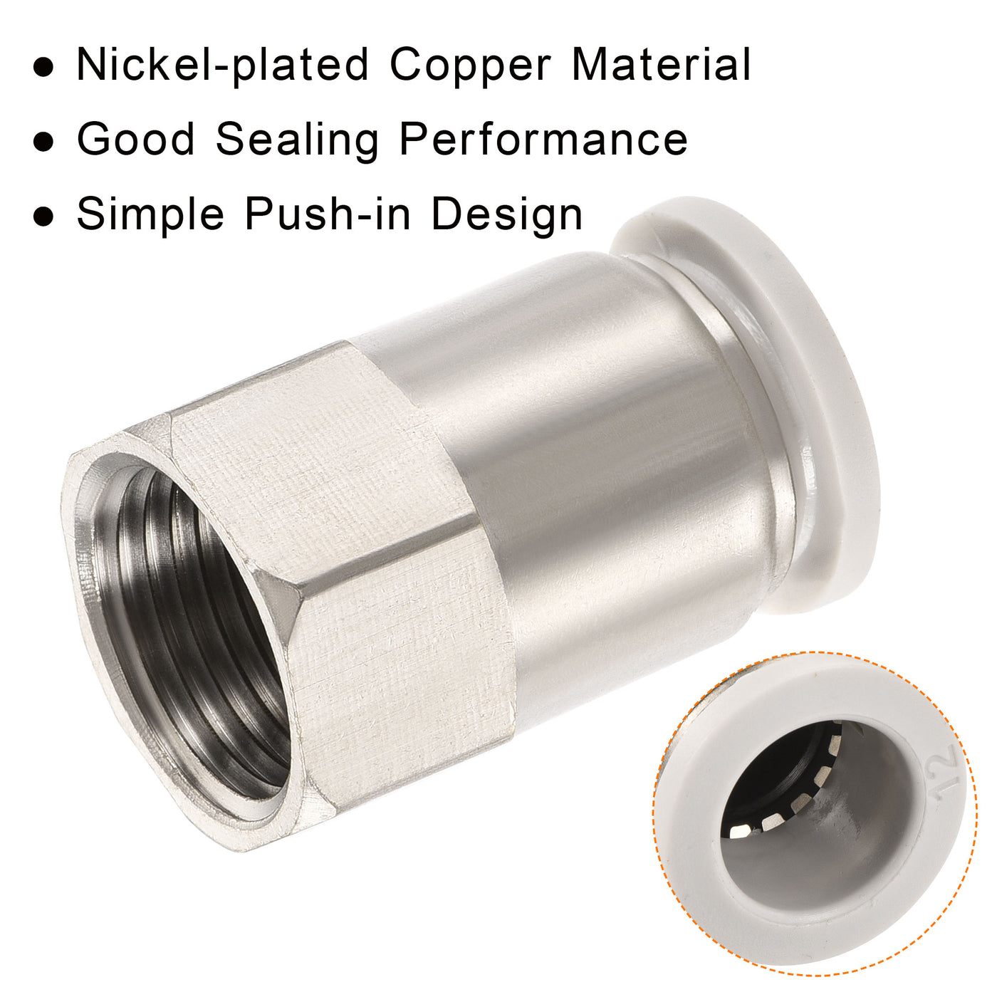 Harfington Push to Connect Fittings, Female Thread Fit Tube Straight Union Fittings