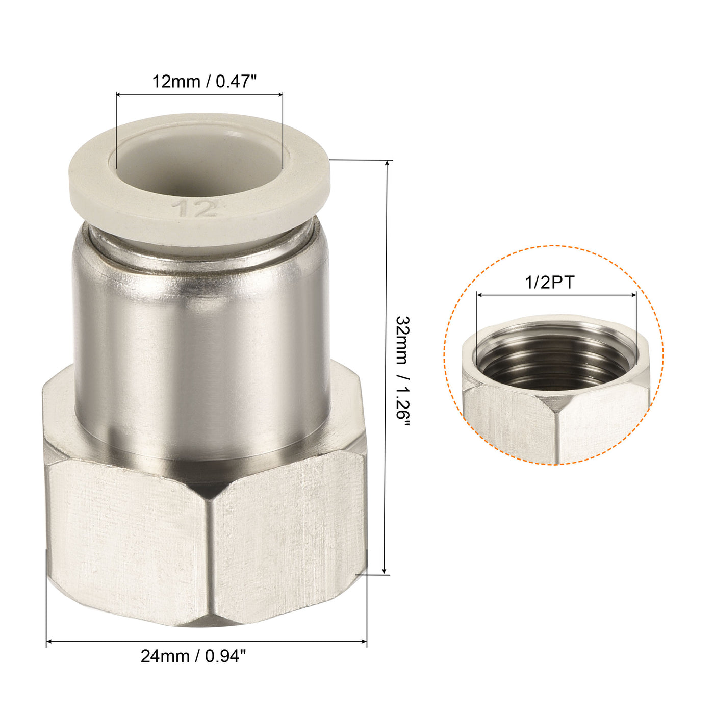 Harfington Push to Connect Fittings, Female Thread Fit Tube Straight Union Fittings