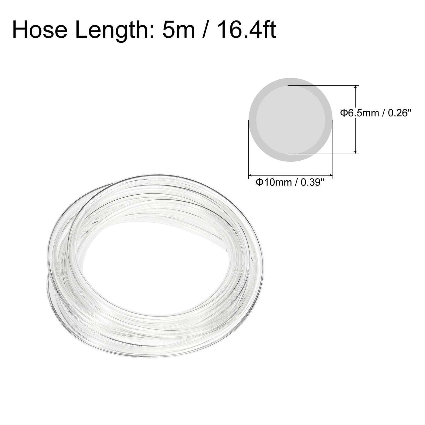 Harfington Pneumatic PU Air Hose Pipe Kit, 10mm OD 5 Meters 3/8PT Tube Connector with 12 Pack Push to Connect Fittings, Clear