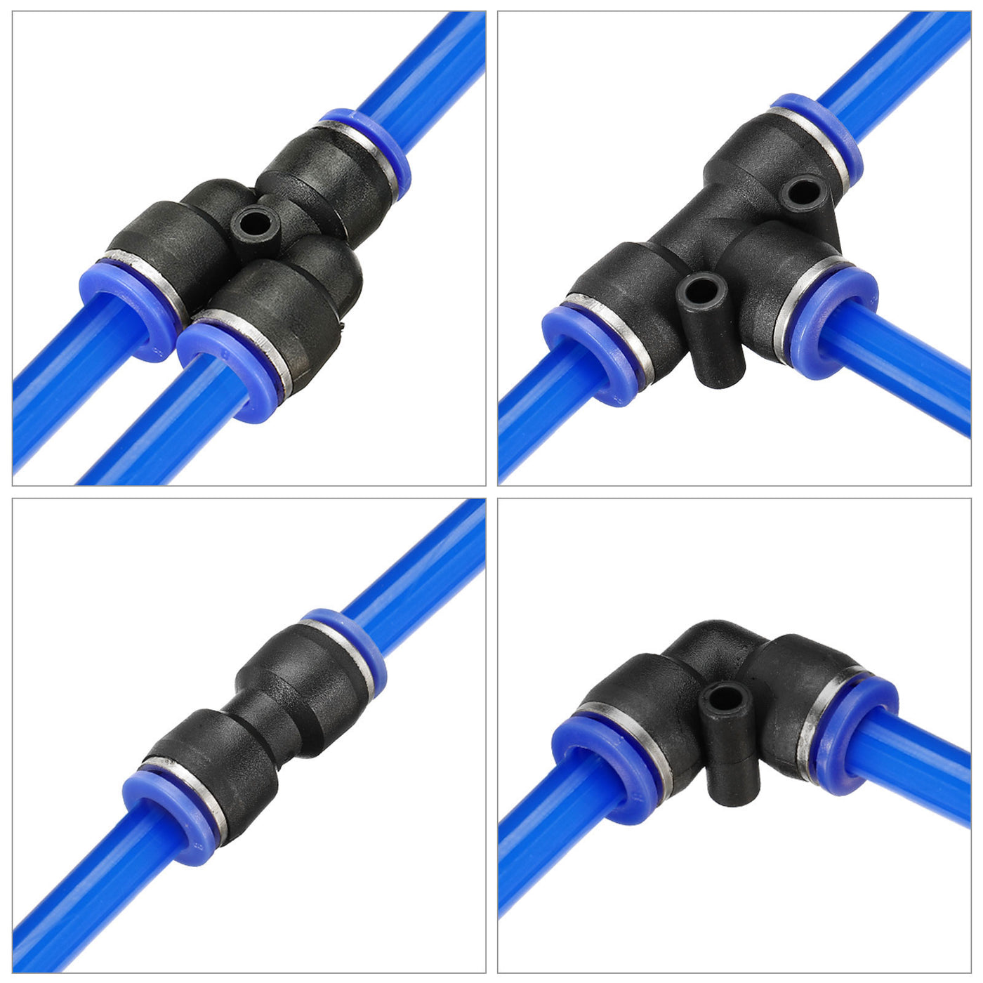 Harfington Pneumatic PU Air Hose Pipe Kit, Tube Connectors with Push to Connect Fitting