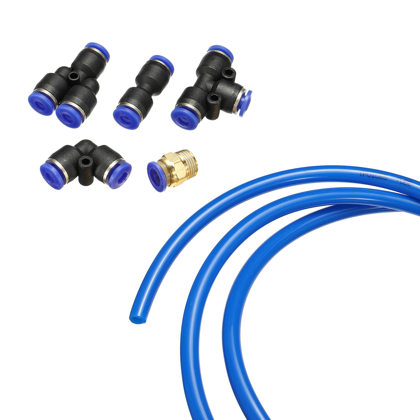 Harfington Pneumatic PU Air Hose Pipe Kit, Tube Connectors with Push to Connect Fitting