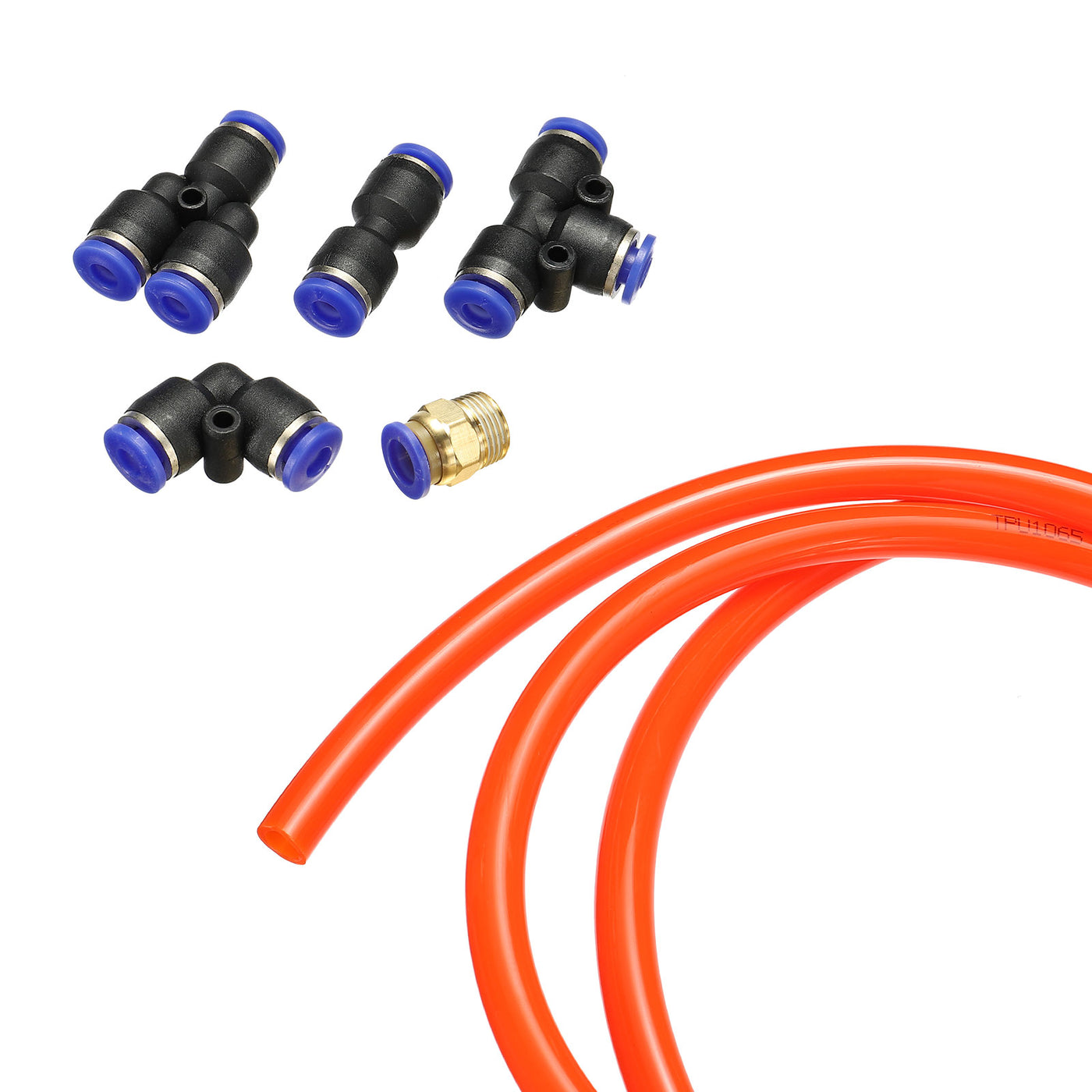 Harfington Pneumatic PU Air Hose Pipe Kit, Tube Connectors with Push to Connect Fitting