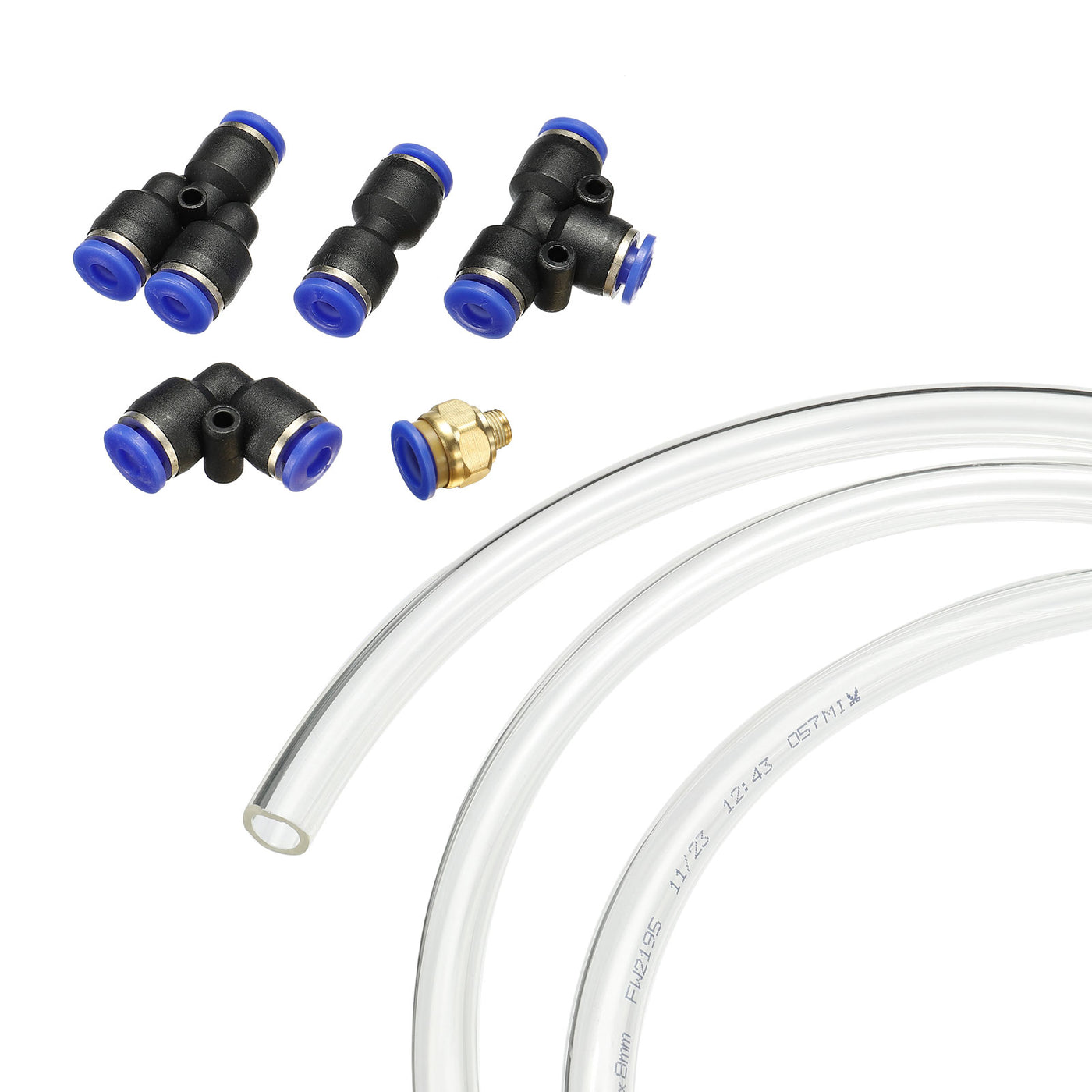 Harfington Pneumatic PU Air Hose Pipes Kit, Tube Connector with Push to Connect Fitting