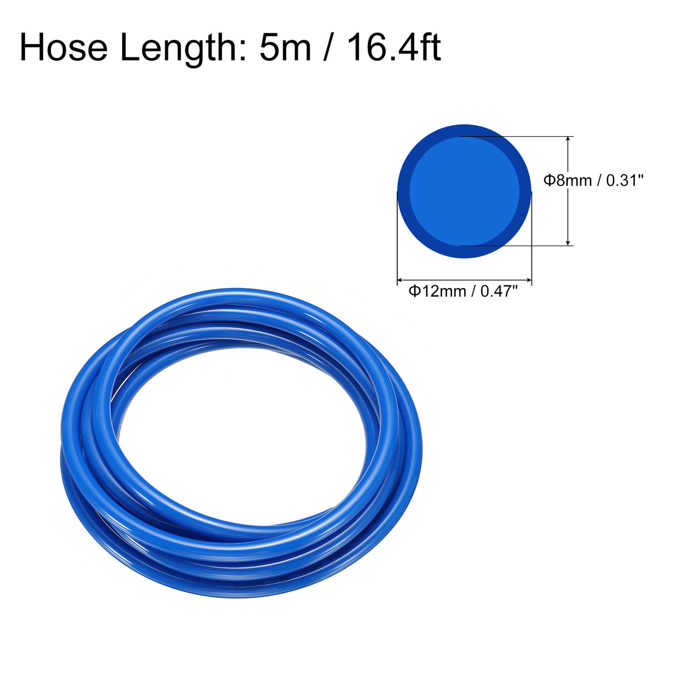 Harfington Pneumatic PU Air Hose Pipes Kit, Tube Connector with Push to Connect Fitting