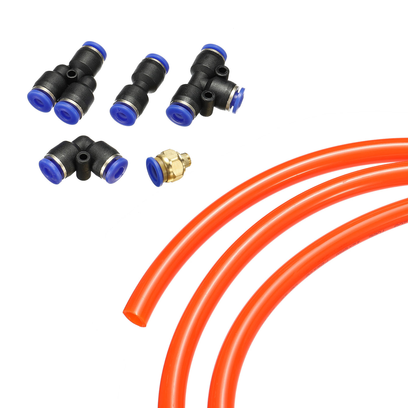 Harfington Pneumatic PU Air Hose Pipes Kit, Tube Connector with Push to Connect Fitting