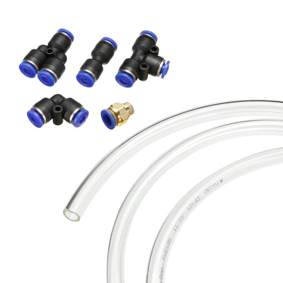 Harfington Pneumatic PU Air Hose Pipe Kits, Tube Connector with Push to Connect Fitting