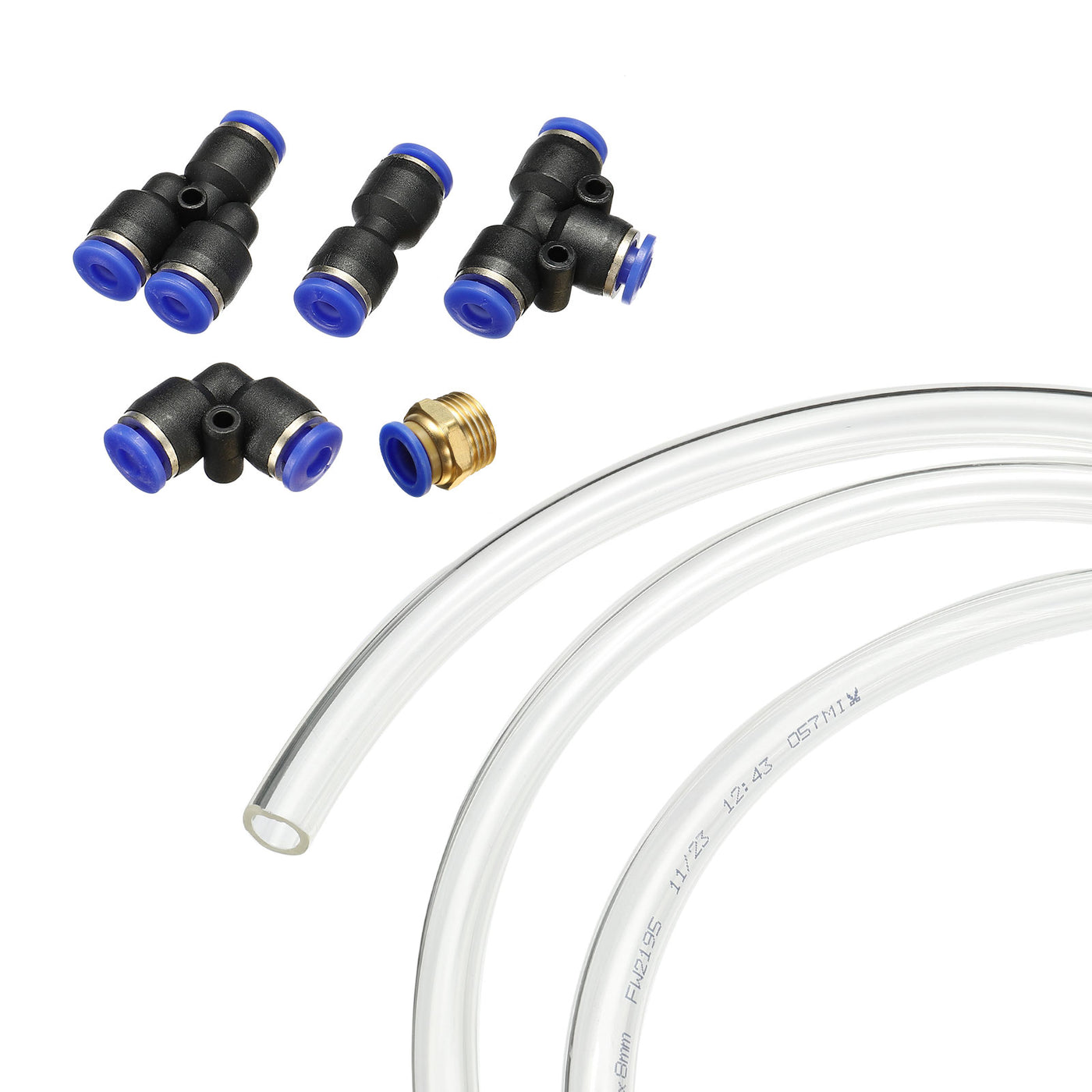 Harfington Pneumatic PU Air Hose Pipe Kits, Tube Connectors with Push to Connect Fittings