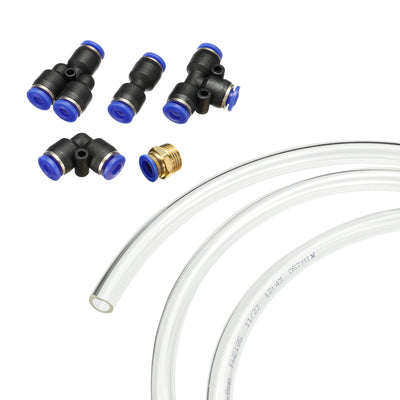 Harfington Pneumatic PU Air Hose Pipe Kits, Tube Connectors with Push to Connect Fittings