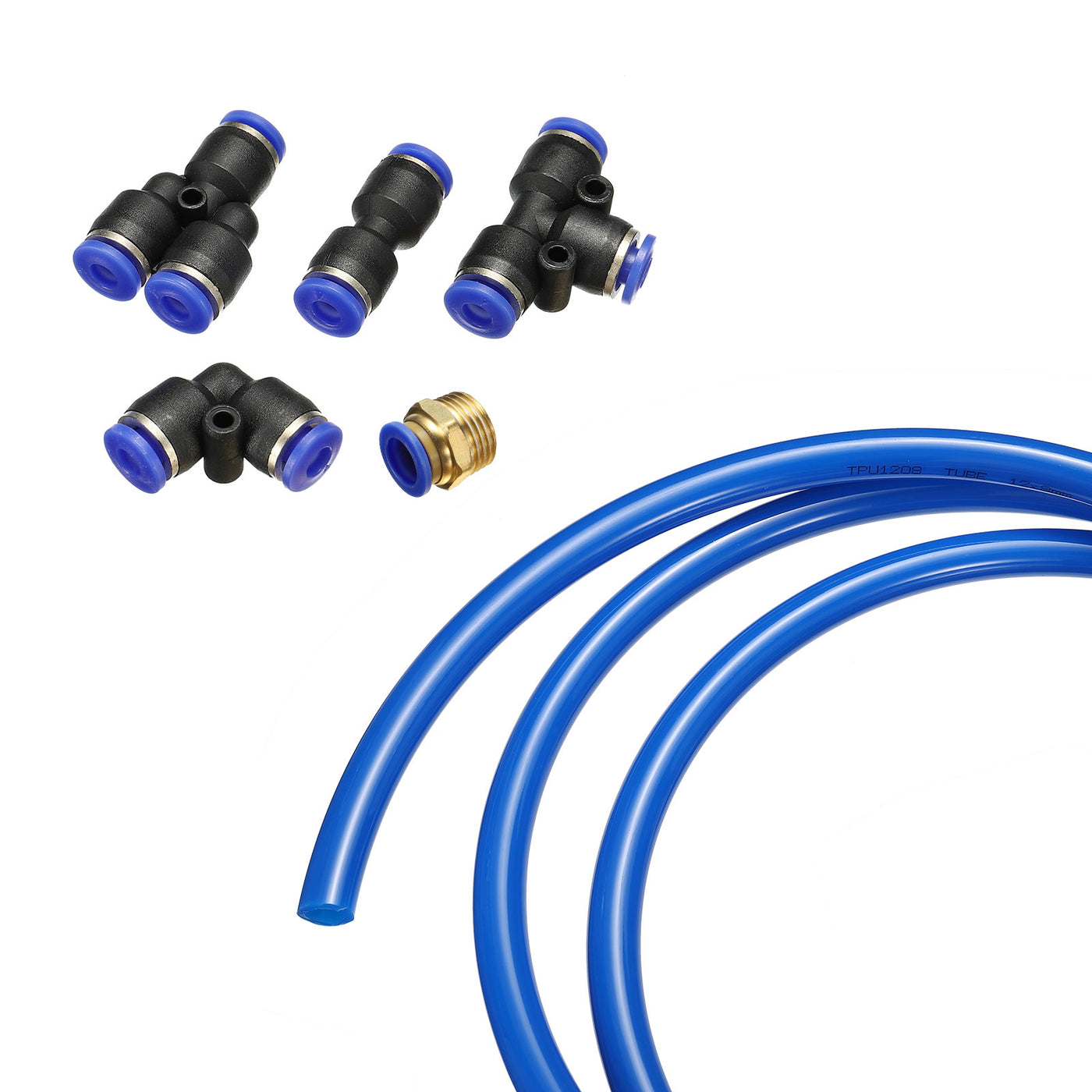 Harfington Pneumatic PU Air Hose Pipe Kits, Tube Connectors with Push to Connect Fittings