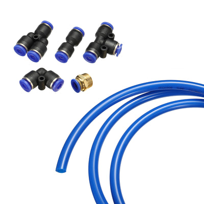 Harfington Pneumatic PU Air Hose Pipe Kits, Tube Connectors with Push to Connect Fittings