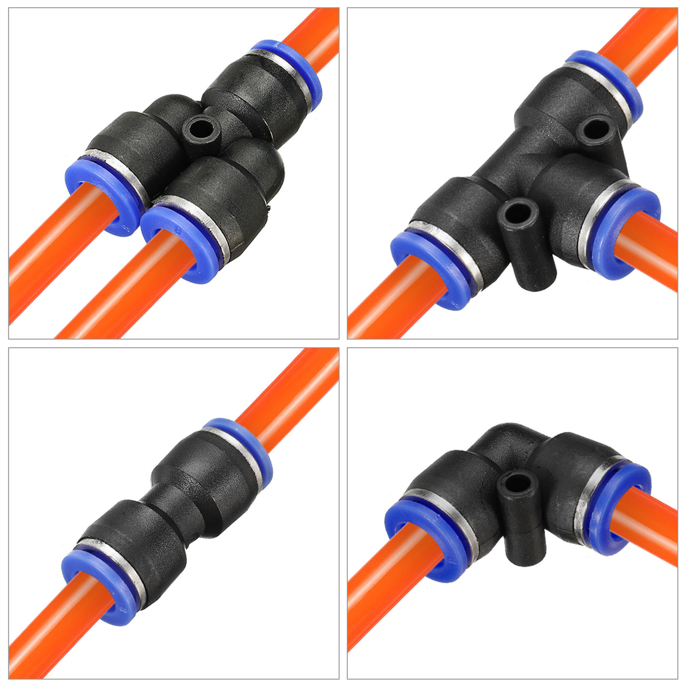 Harfington Pneumatic PU Air Hose Pipe Kits, Tube Connectors with Push to Connect Fittings