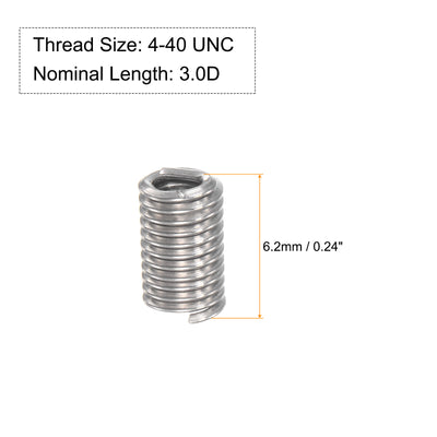 Harfington Uxcell Wire Thread Inserts 4-40 UNC 3.0D 304 Stainless Steel Helical Type Coiled Wire Screw Repair Threaded Sleeve Steel Sheath 5pcs