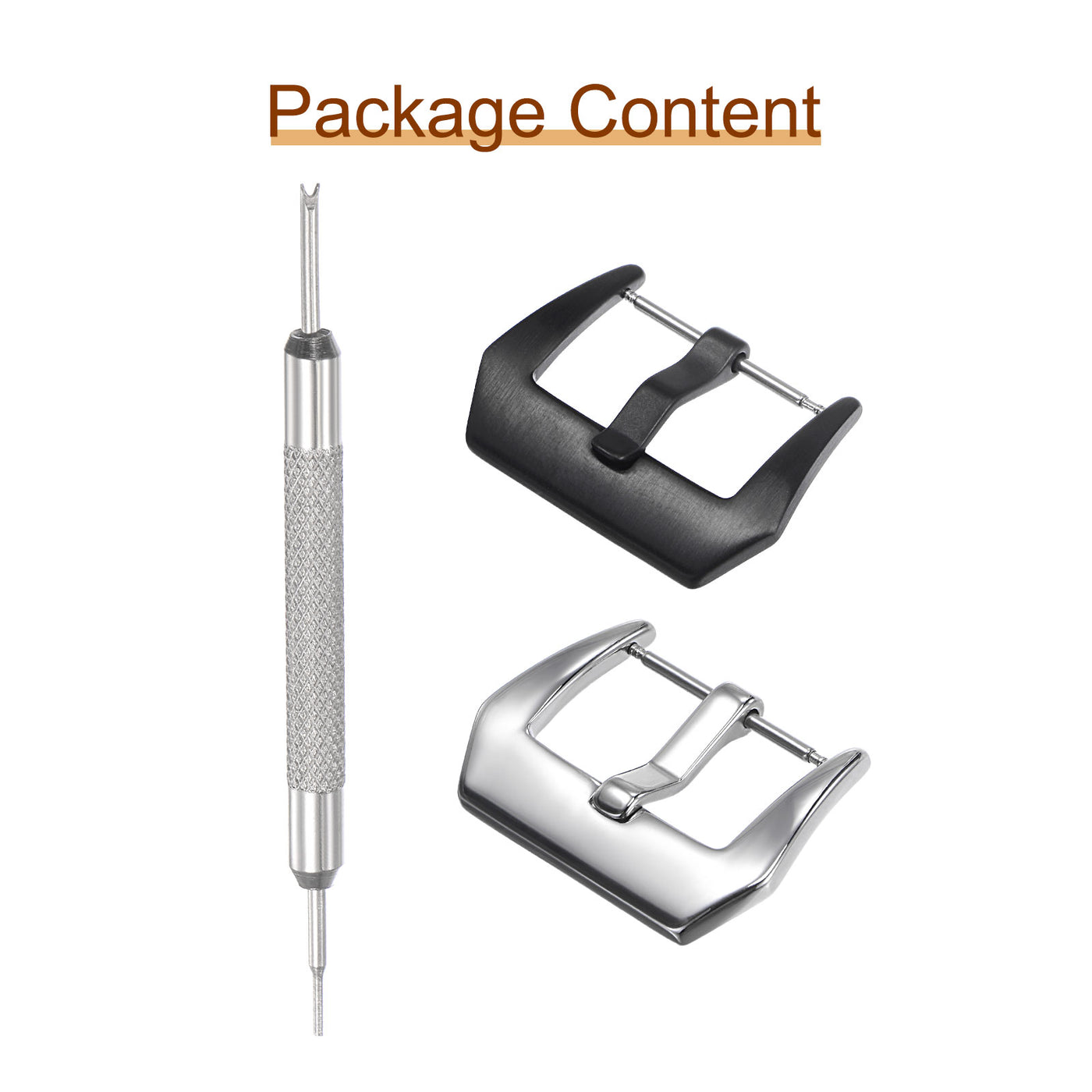 uxcell Watch Strap Clasps, Polished, Frosted PVD Buckle, for Watch Bands with Remover