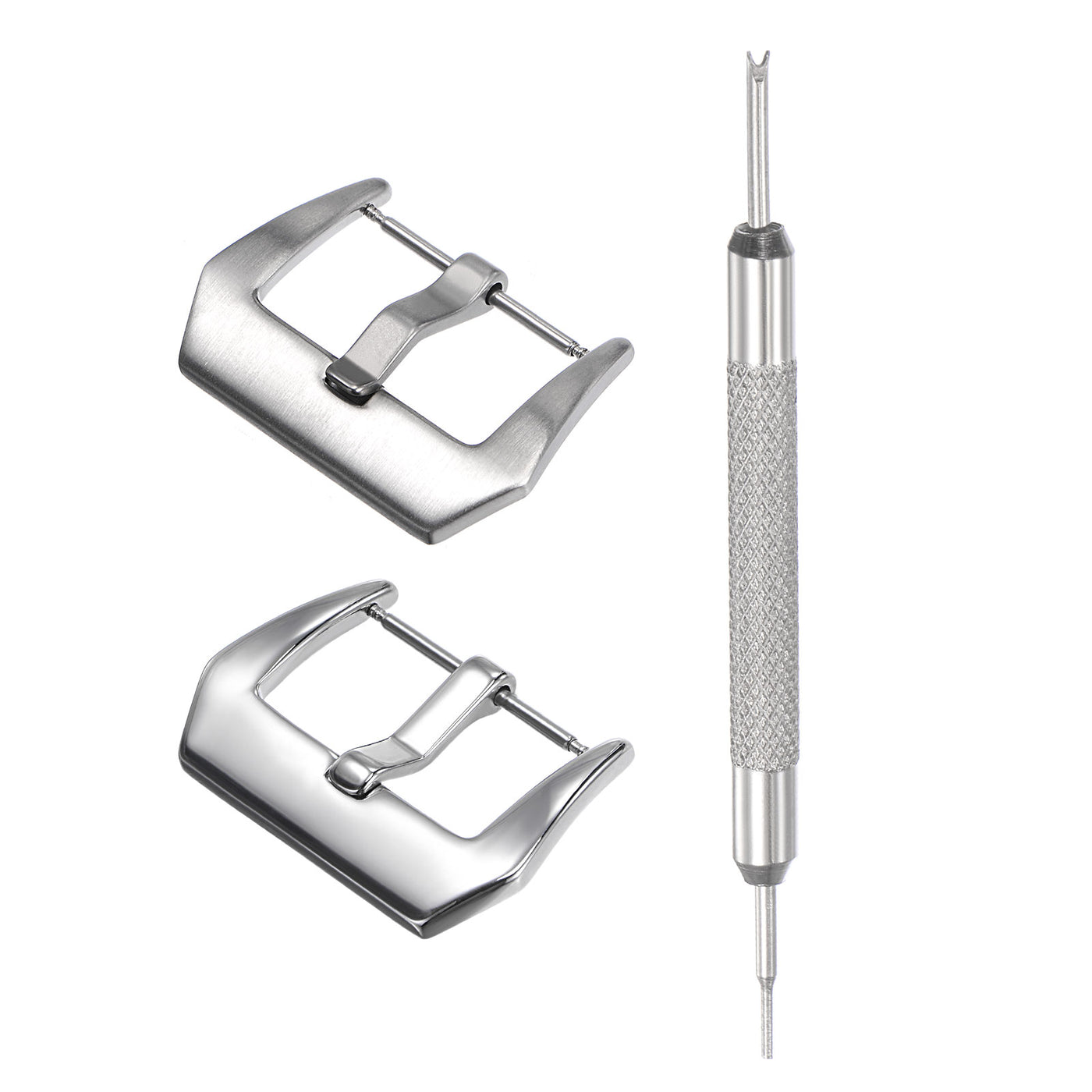 uxcell Watch Strap Clasp, Polished and Frosted PVD Buckle with Spring Bar Remover