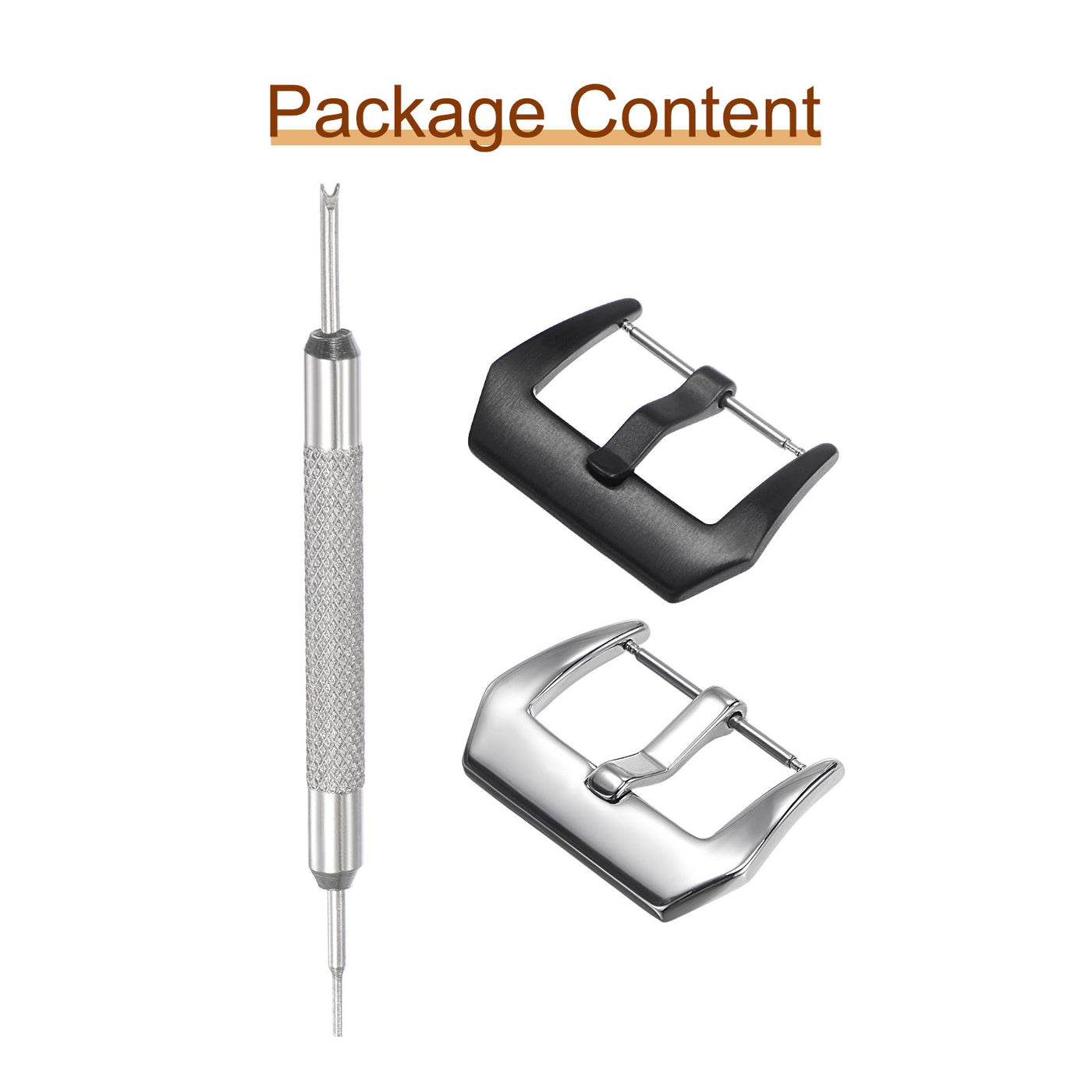 uxcell Watch Strap Clasps, Polished, Frosted PVD Buckle, for Watch Bands with Remover
