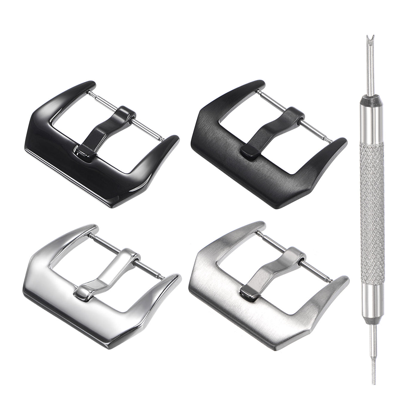 uxcell Watch Strap Clasp, Frosted, Polished PVD Buckle, with Spring Bar Remover